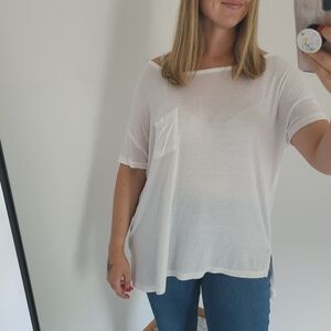 Hollister Mega Oversized Top White Women's Short Sleeved